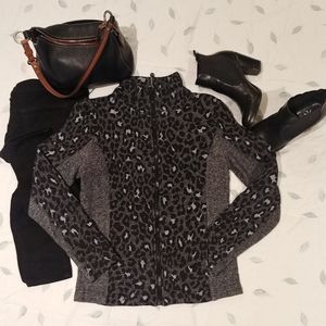 JONES NY SPORT Blk/grey🐆Print Sweater/Top